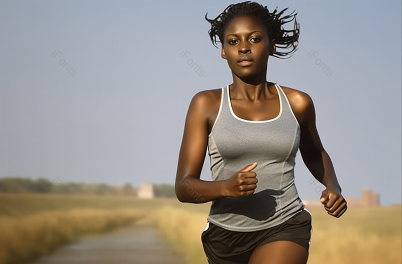 早上乡间小路女人在户外慢跑,肖像,高清,摄影图,摄影图片,图片大全,摄影图免费下载